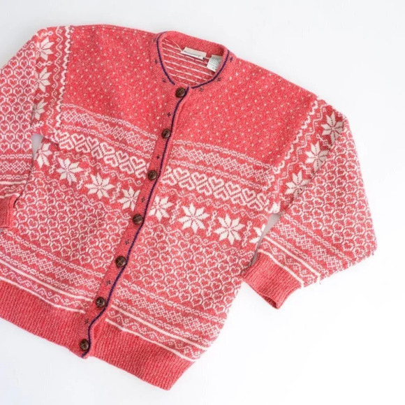 Vintage Northern Reflection Red  Knit Button Down Cardigan Small - Picture 5 of 12